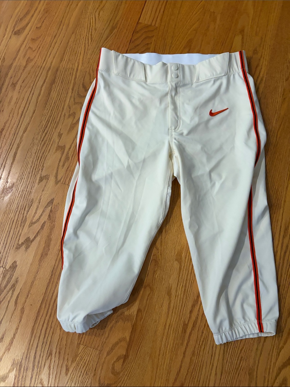 Nike Cream Baseball Pants with Red Trim